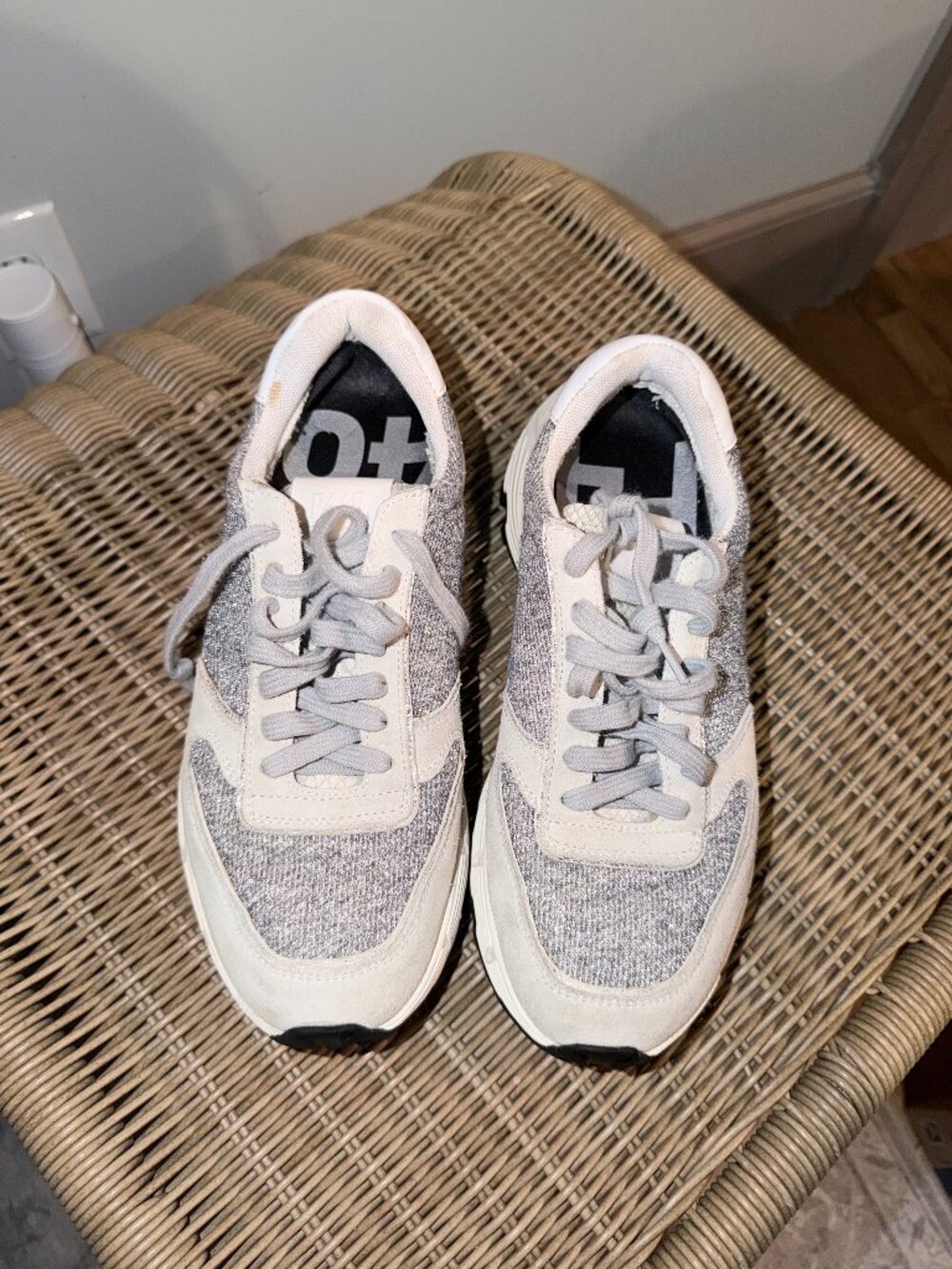 P448 Silver Metallic Suede Vibram Chunky Sneakers EU 37